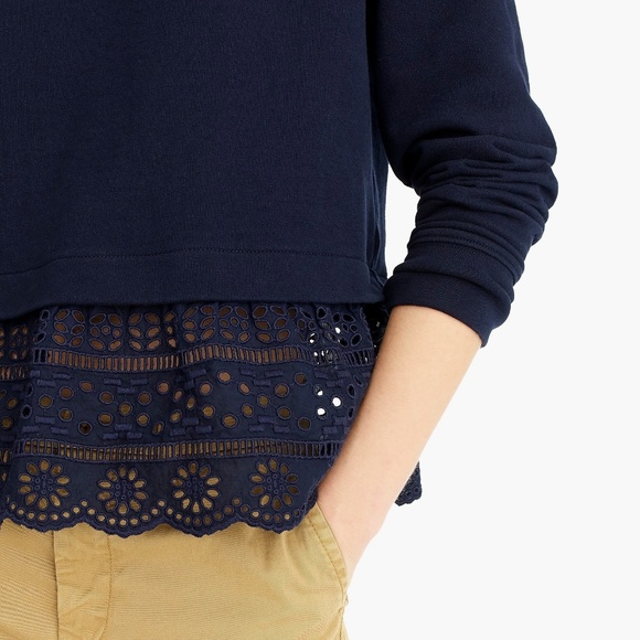 HP 08/9 J. CREW Eyelet-hem Sweatshirt Sweater - Picture 2 of 2